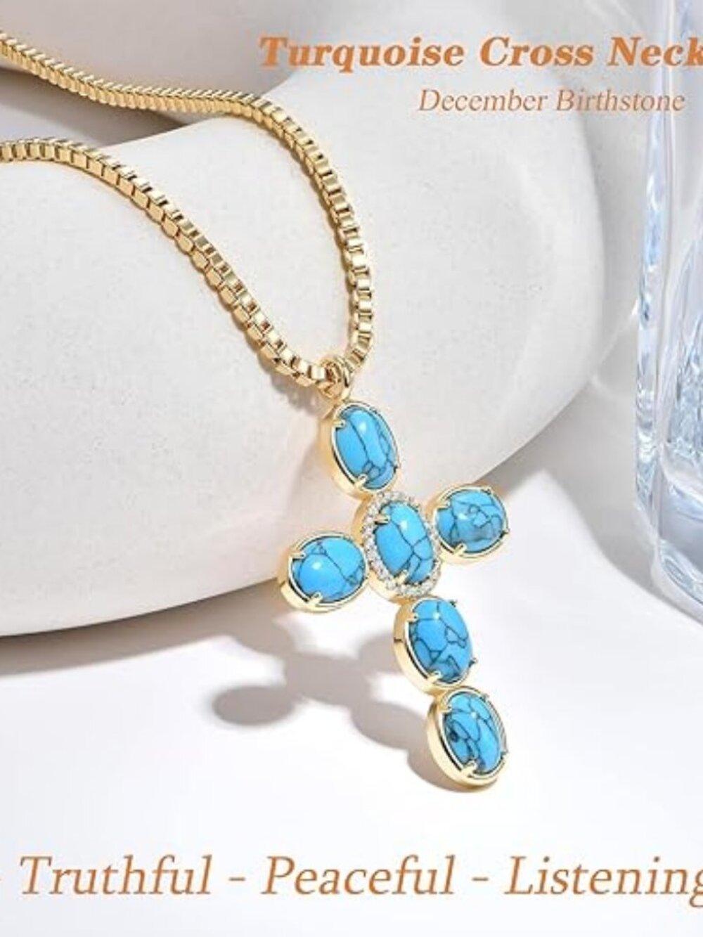 14K Gold Plated Gemstone Cross Necklace – Adjustable Faith Pendant - Picture 4 of 8